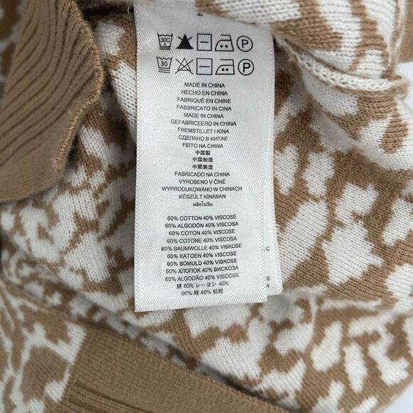 Michael Kors Animal Print Cowl Neck Pullover Sweater Tan/White Small - Picture 10 of 10